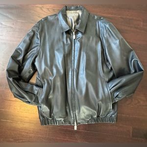 Robert Comstock Leather Bomber Jacket LAMB SKIN Black Size Large